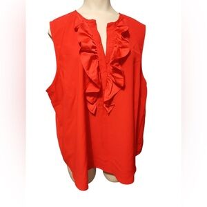 J. Crew Vibrant Red Ruffled Blouse